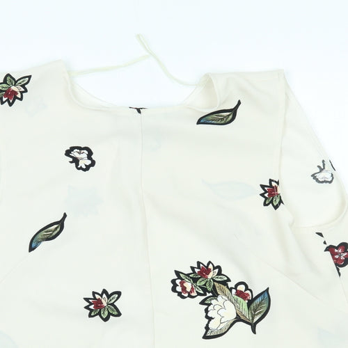 Zara Womens Beige Floral  Basic Blouse Size M
