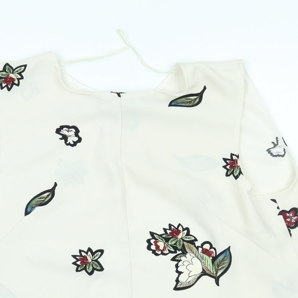 Zara Womens Beige Floral  Basic Blouse Size M