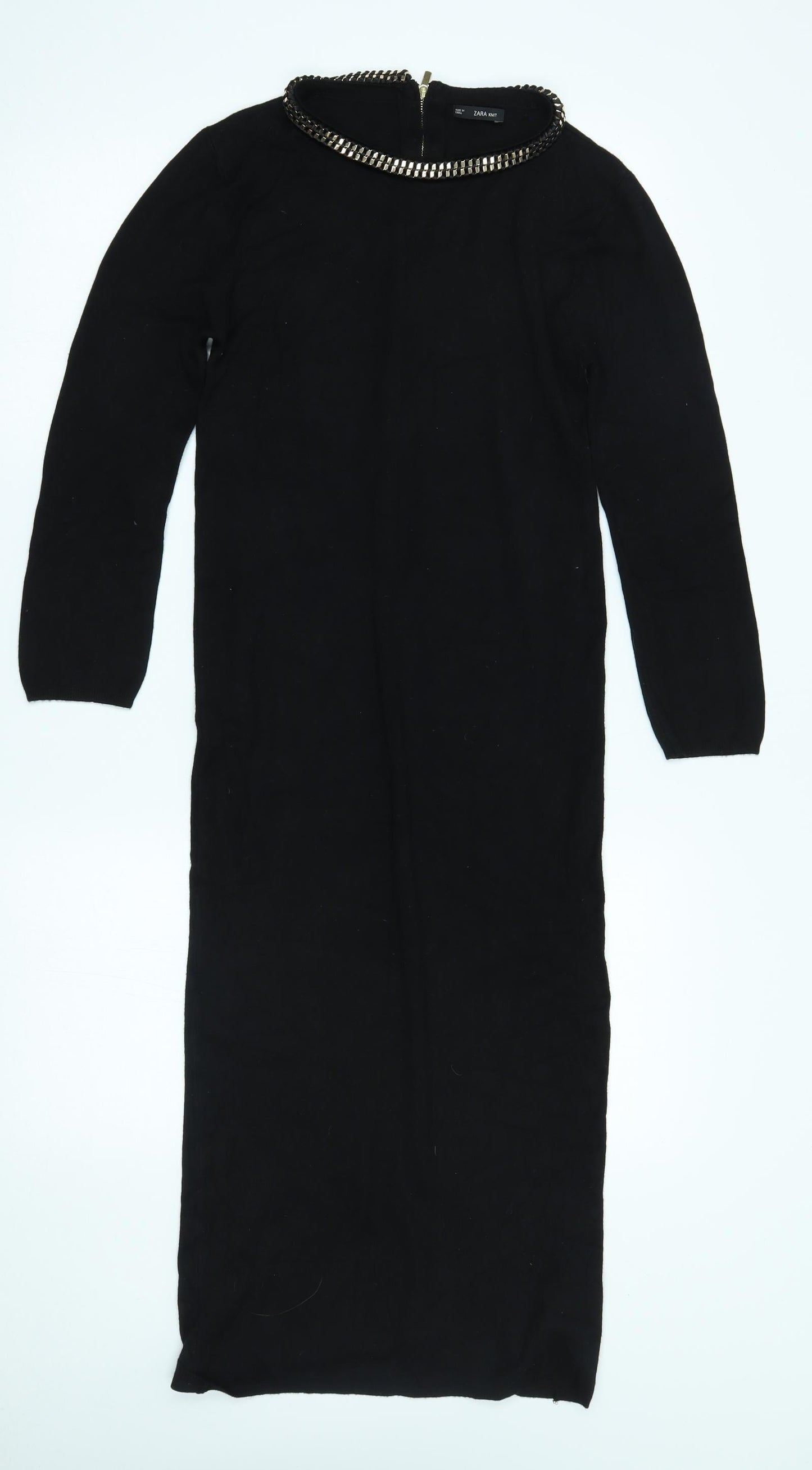 Zara Womens Black   Shift  Size 8  - gold detail on neckline
