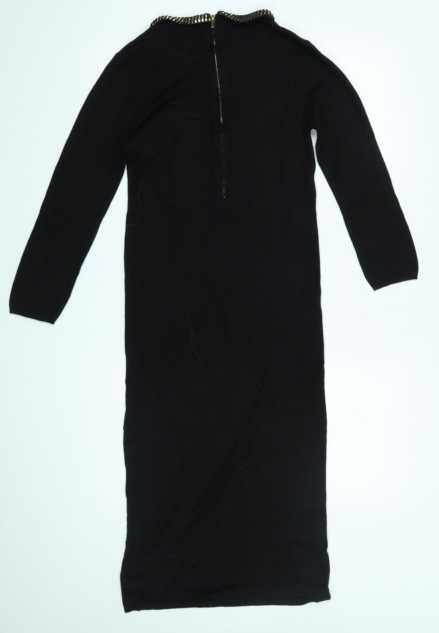 Zara Womens Black   Shift  Size 8  - gold detail on neckline