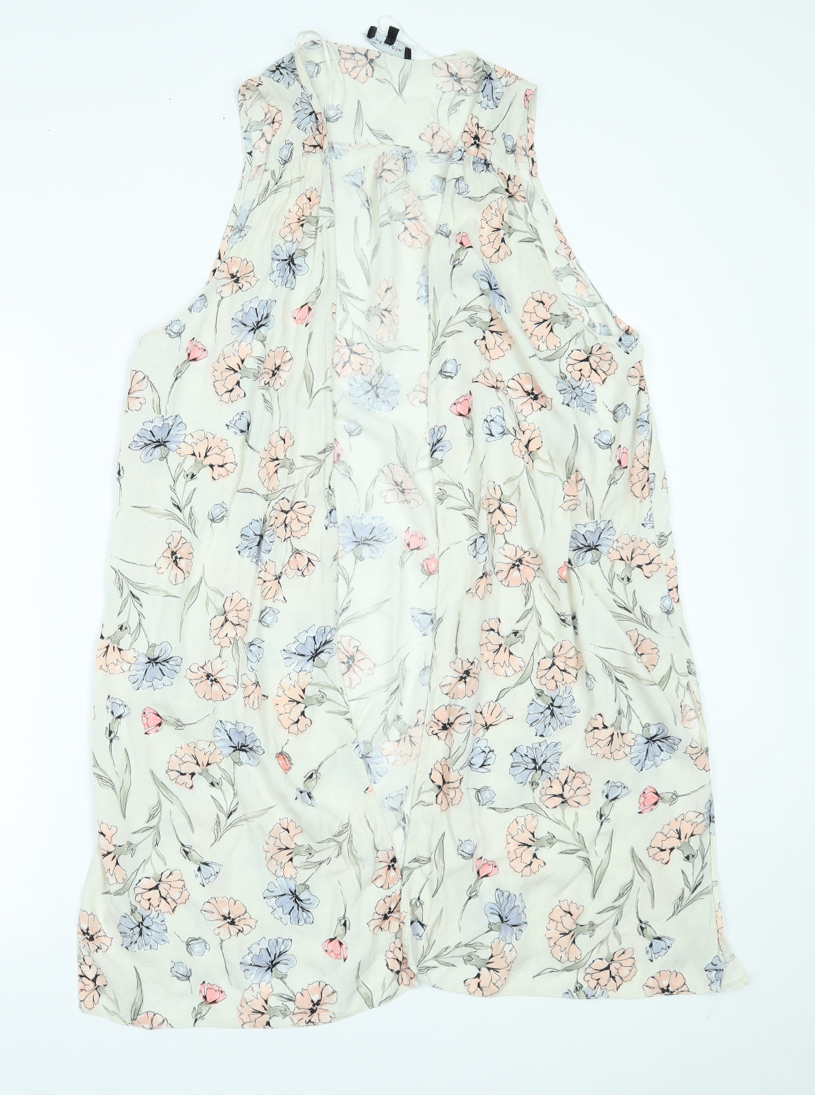 New Look Womens White Floral  Cardigan Jumper Size 14