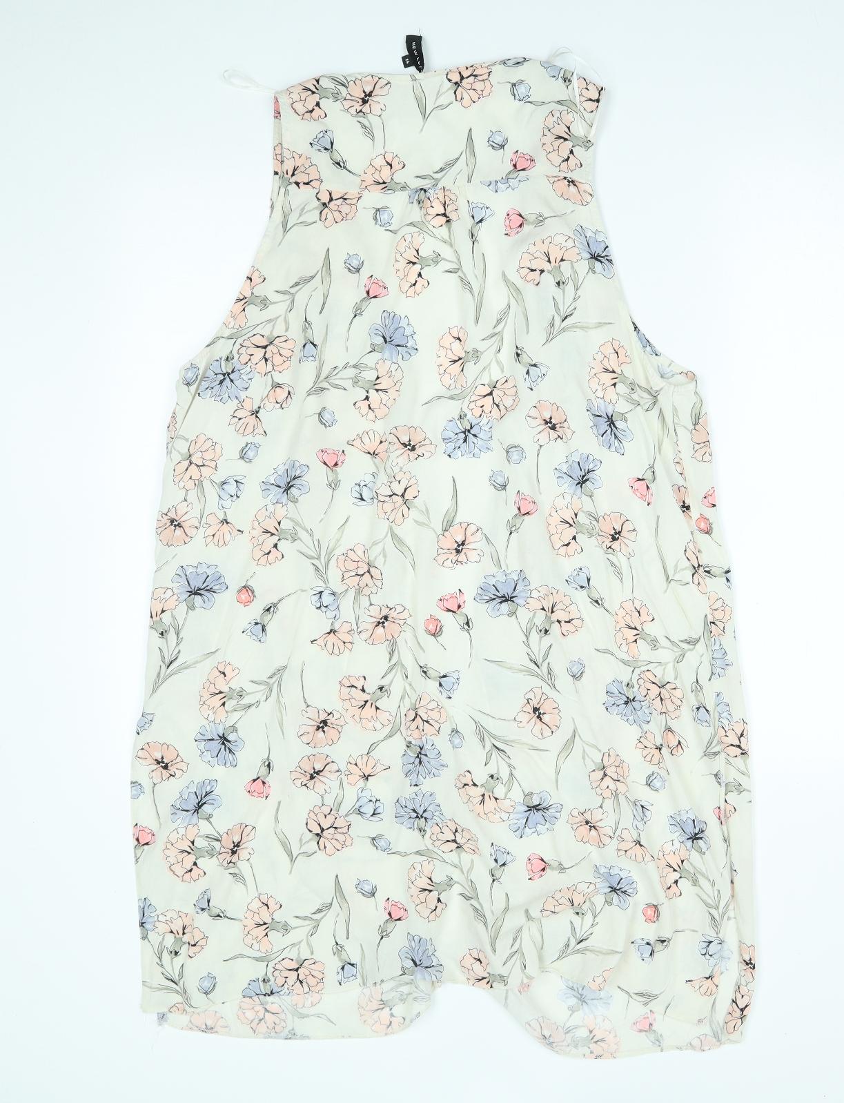 New Look Womens White Floral  Cardigan Jumper Size 14