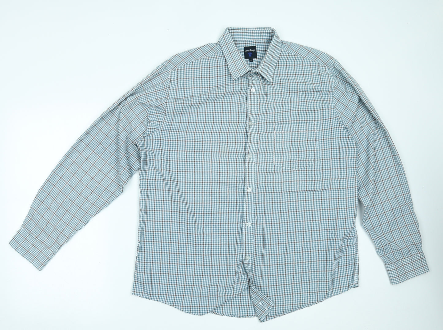 James pringle Mens Blue Plaid   Button-Up Size XL