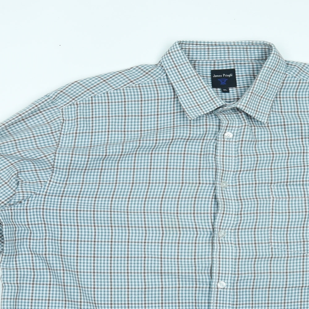 James pringle Mens Blue Plaid   Button-Up Size XL
