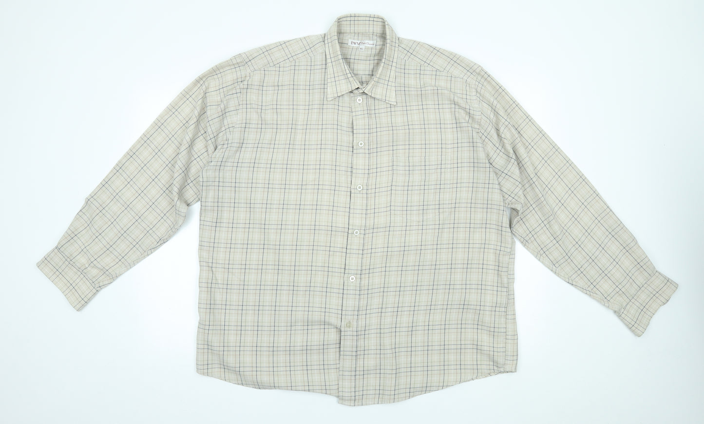 EWM Mens Beige Plaid   Button-Up Size XL