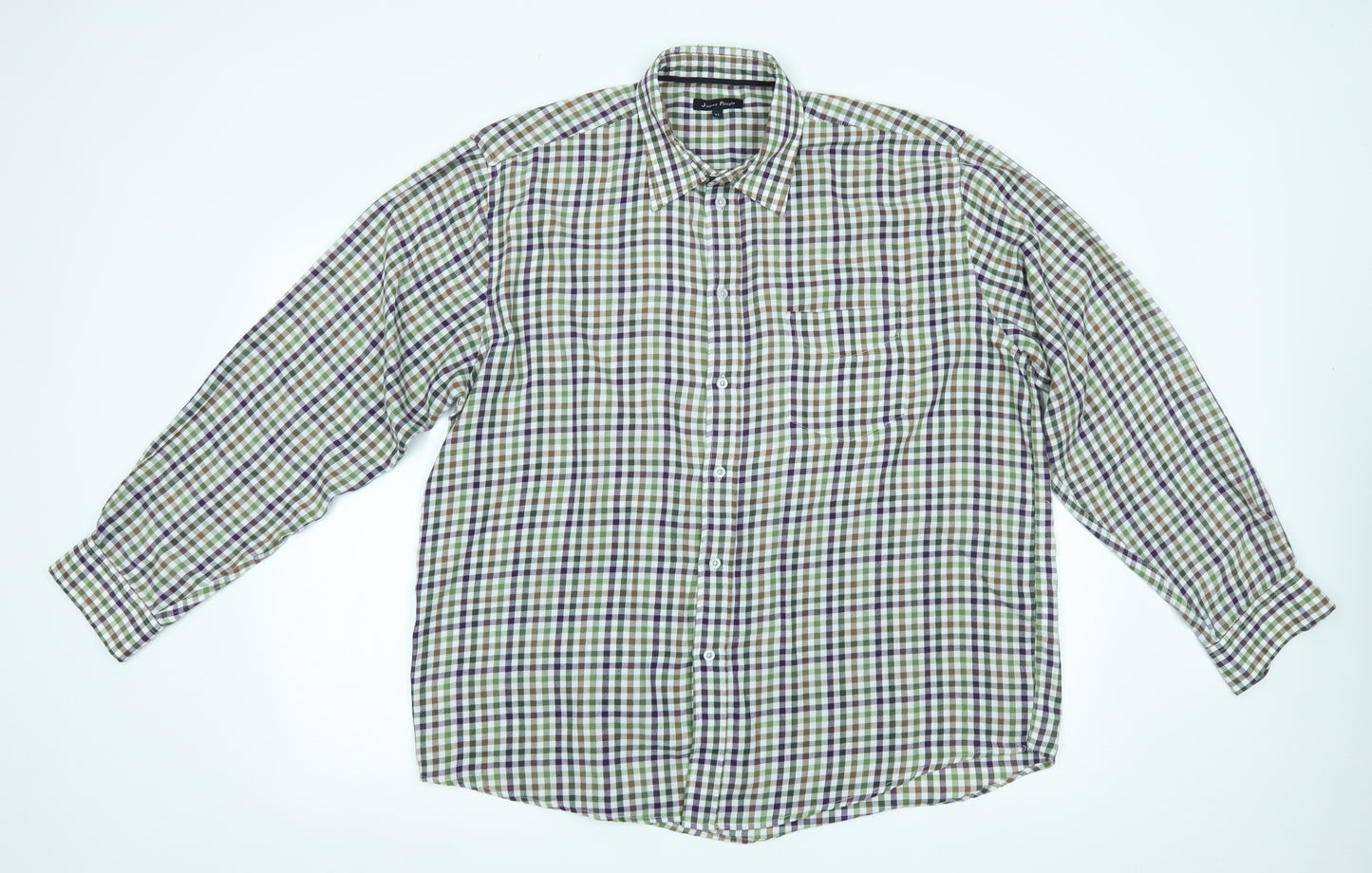 James Pringle Mens Green Plaid   Button-Up Size XL