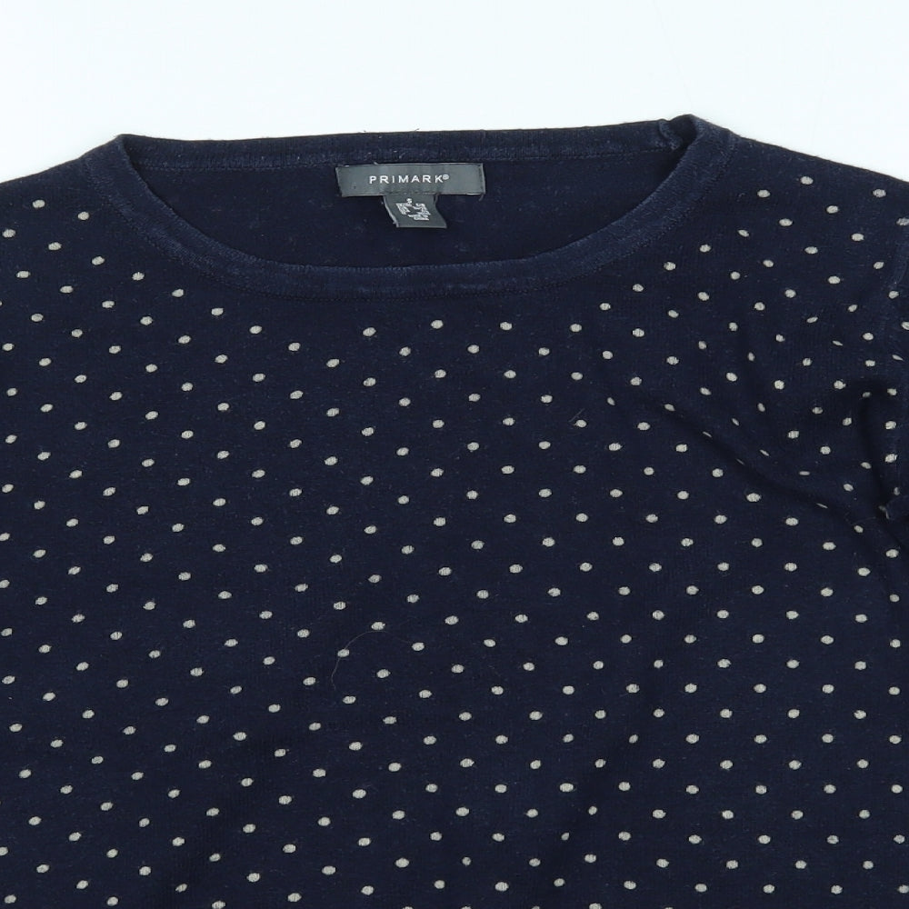 Primark Womens Blue Polka Dot  Pullover Jumper Size S