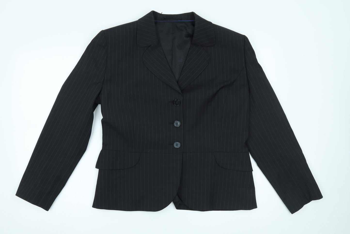 Wardrobes Womens Black Striped  Jacket Blazer Size 16