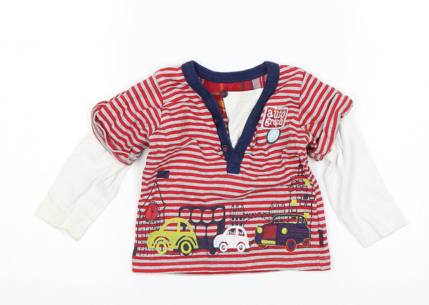 M&S Boys Multicoloured Striped  Basic T-Shirt Size 9-12 Months
