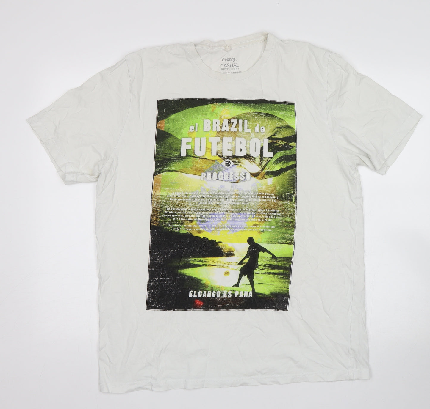 George Mens White    T-Shirt Size L