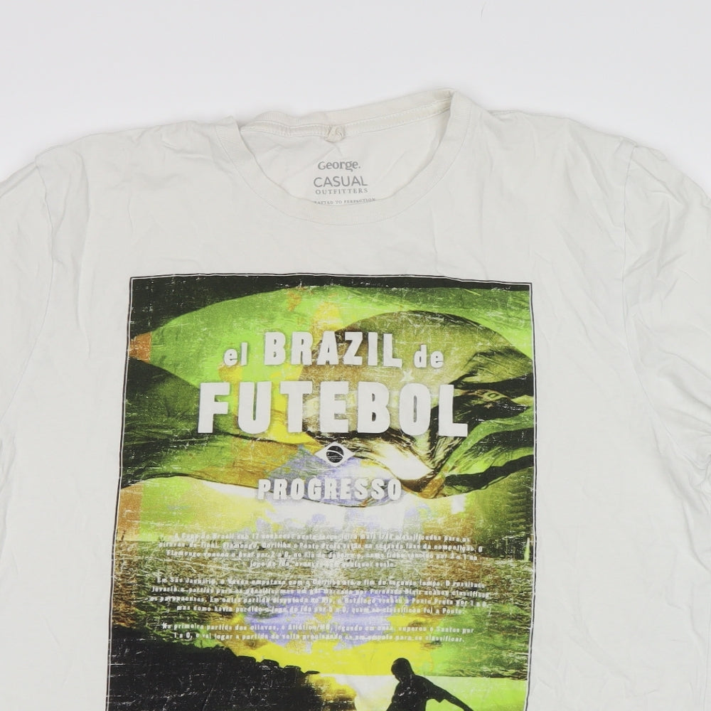 George Mens White    T-Shirt Size L