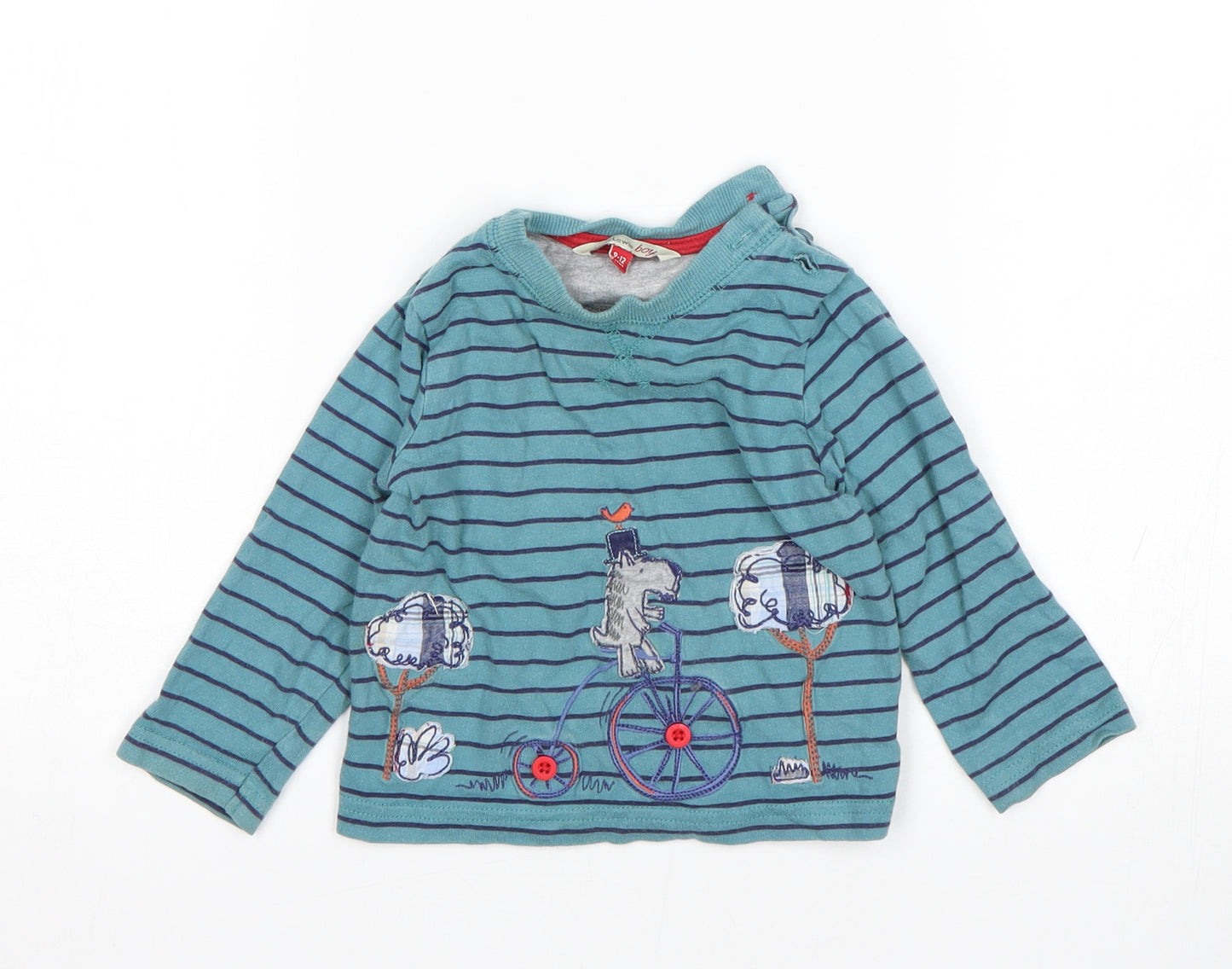 John Lewis Boys Green Striped  Basic T-Shirt Size 9-12 Months