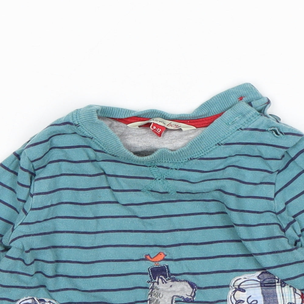 John Lewis Boys Green Striped  Basic T-Shirt Size 9-12 Months