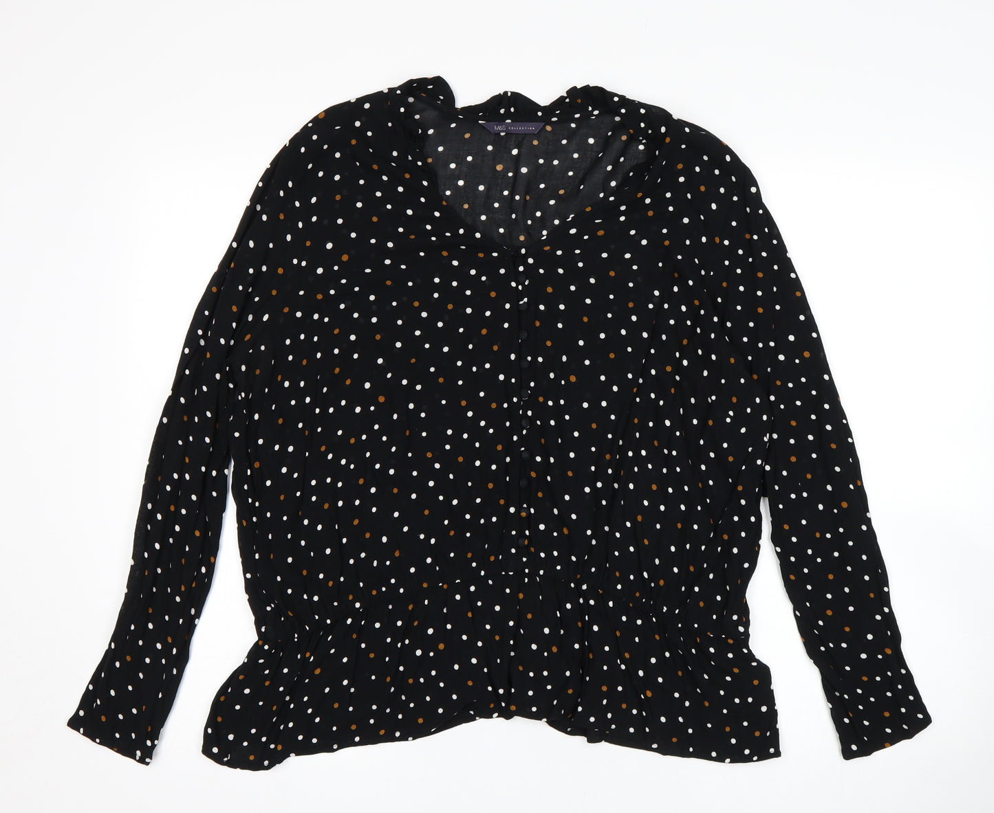 M&S Womens Black Polka Dot  Basic Blouse Size 18