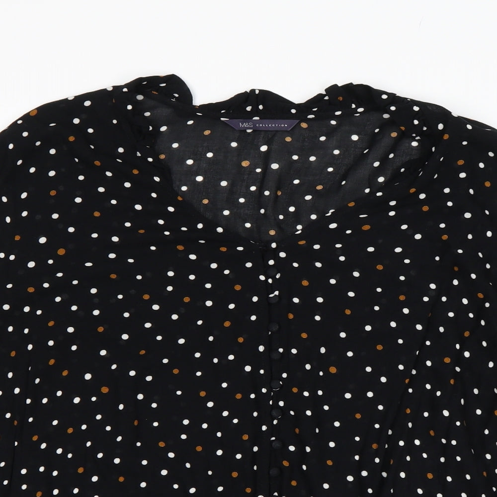 M&S Womens Black Polka Dot  Basic Blouse Size 18