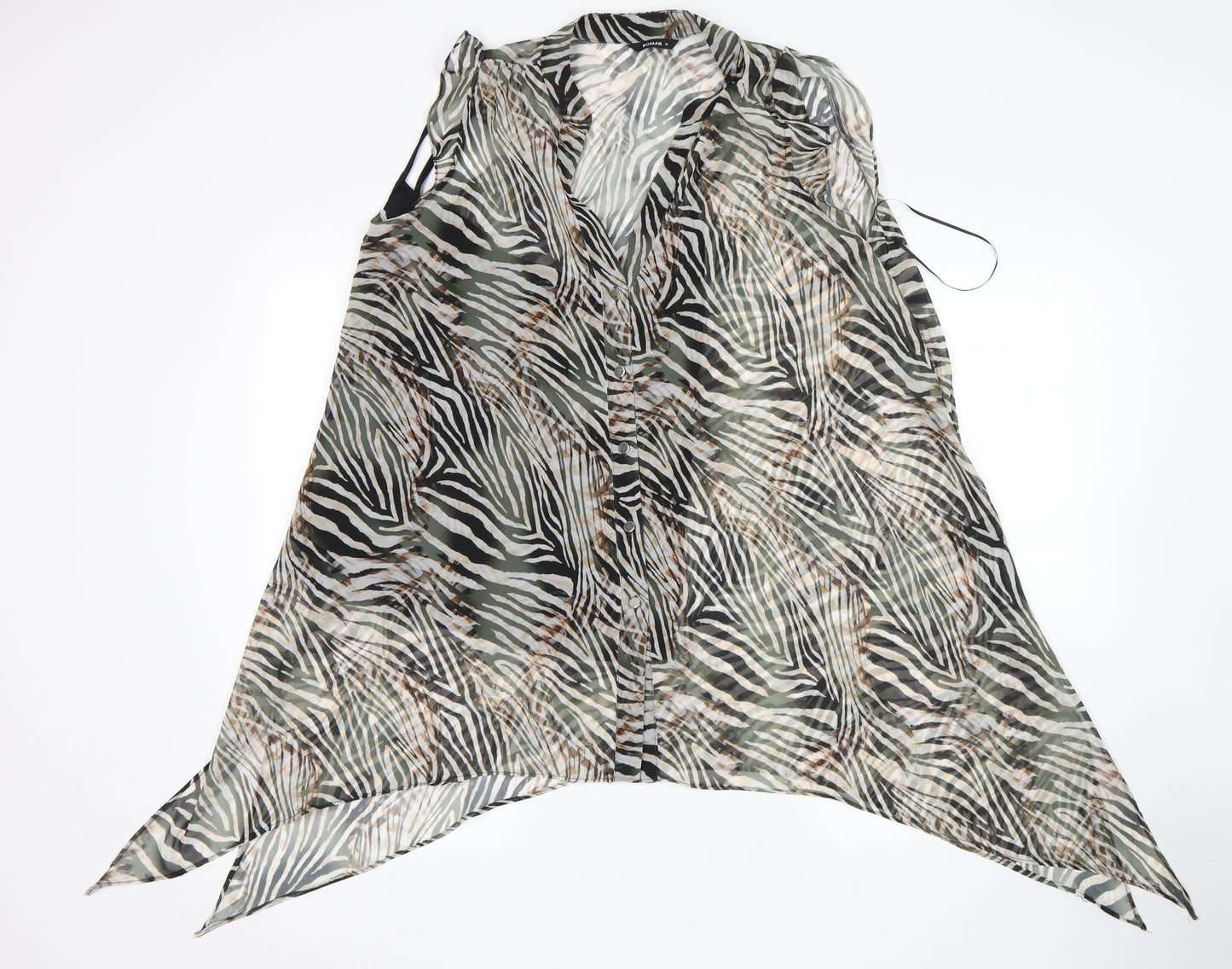 Roman Womens Multicoloured Animal Print  Basic Blouse Size 18