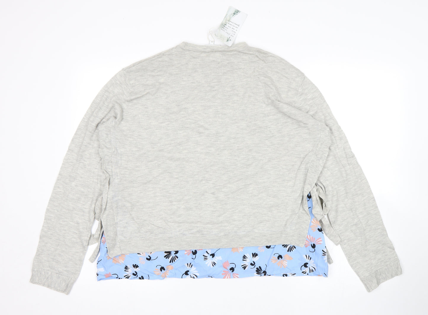 Warehouse Womens Grey Floral  Pullover Jumper Size 16