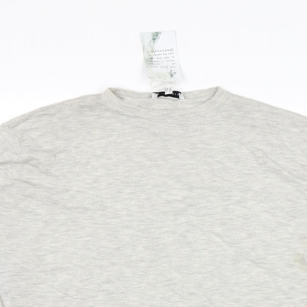 Warehouse Womens Grey Floral  Pullover Jumper Size 16