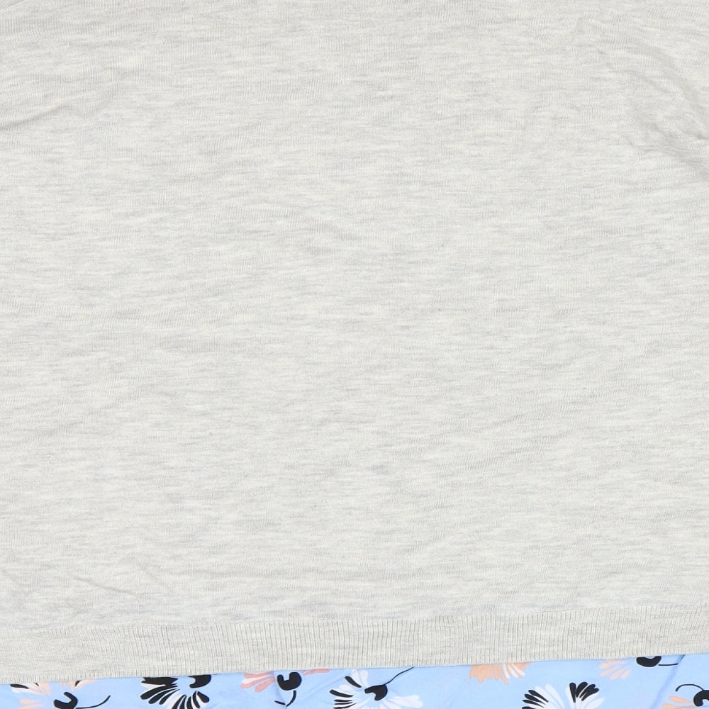 Warehouse Womens Grey Floral  Pullover Jumper Size 16
