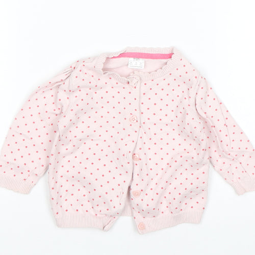 F&F Girls Pink Polka Dot  Cardigan Jumper Size 3-6 Months