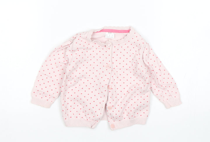 F&F Girls Pink Polka Dot  Cardigan Jumper Size 3-6 Months