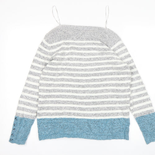 M&Co Womens Grey Striped  Pullover Jumper Size 14