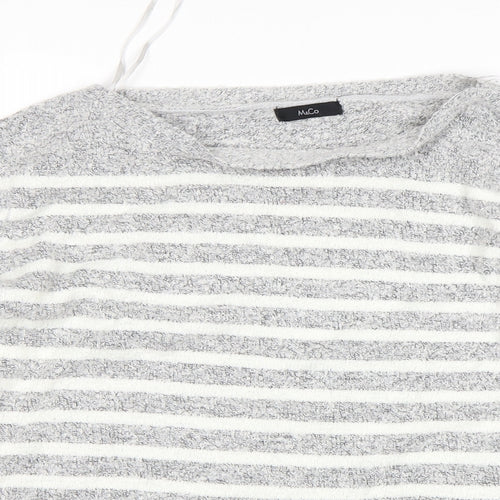 M&Co Womens Grey Striped  Pullover Jumper Size 14
