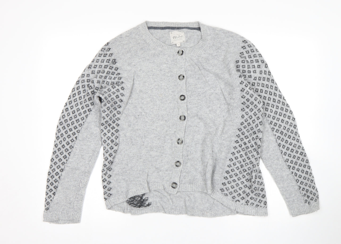 Mistal Womens Grey Polka Dot  Cardigan Jumper Size 14