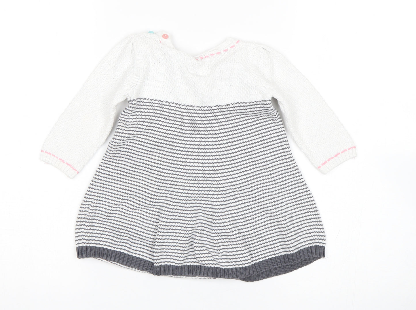 F&F Girls Multicoloured Striped  Jumper Dress  Size 6-9 Months