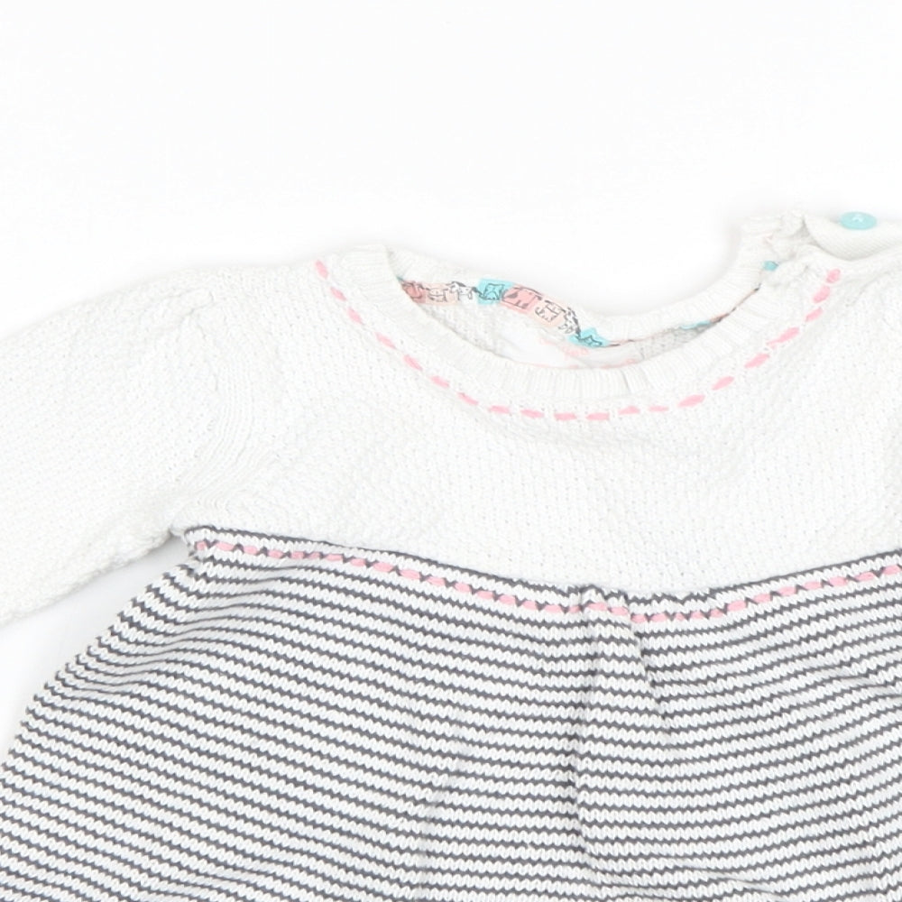 F&F Girls Multicoloured Striped  Jumper Dress  Size 6-9 Months