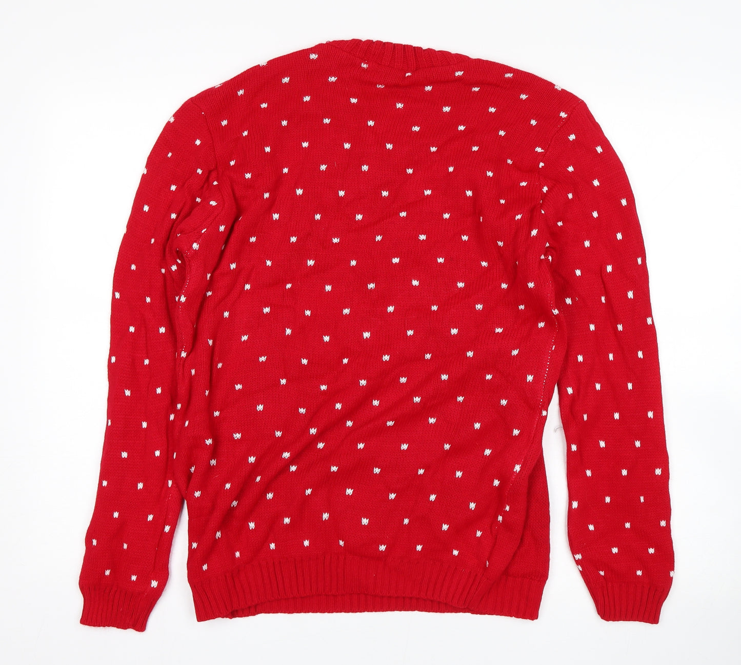 Why Not Mens Red Polka Dot  Pullover Jumper Size S