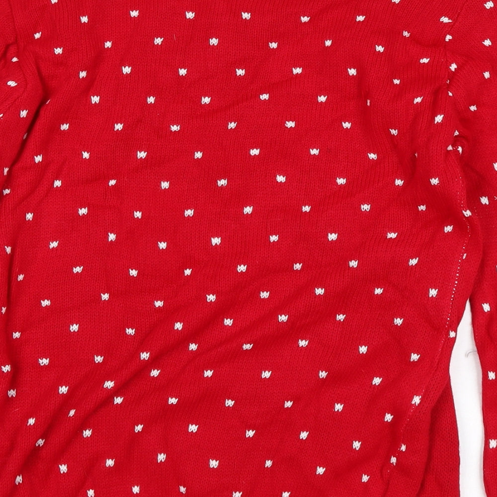 Why Not Mens Red Polka Dot  Pullover Jumper Size S