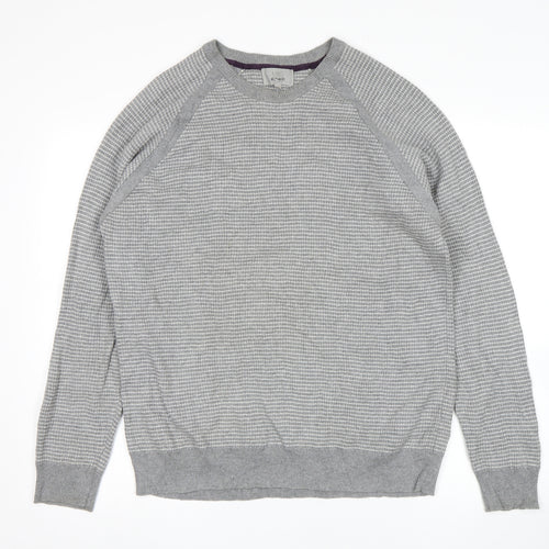M&S Mens Grey Striped  Pullover Sweatshirt Size L
