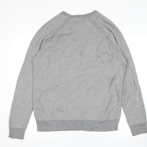 M&S Mens Grey Striped  Pullover Sweatshirt Size L