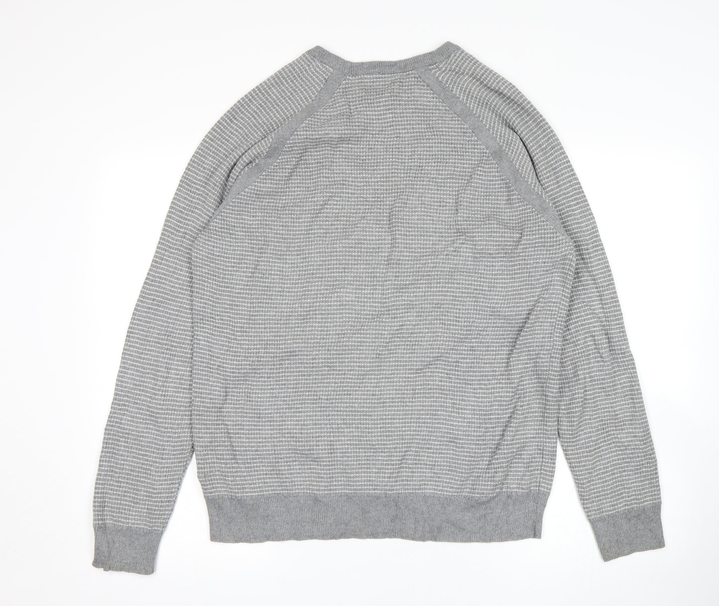 M&S Mens Grey Striped  Pullover Sweatshirt Size L