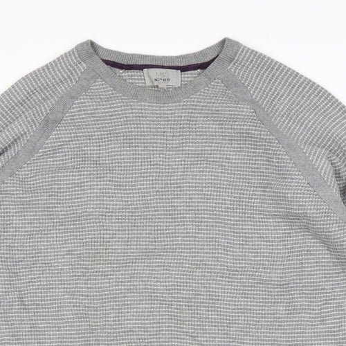 M&S Mens Grey Striped  Pullover Sweatshirt Size L