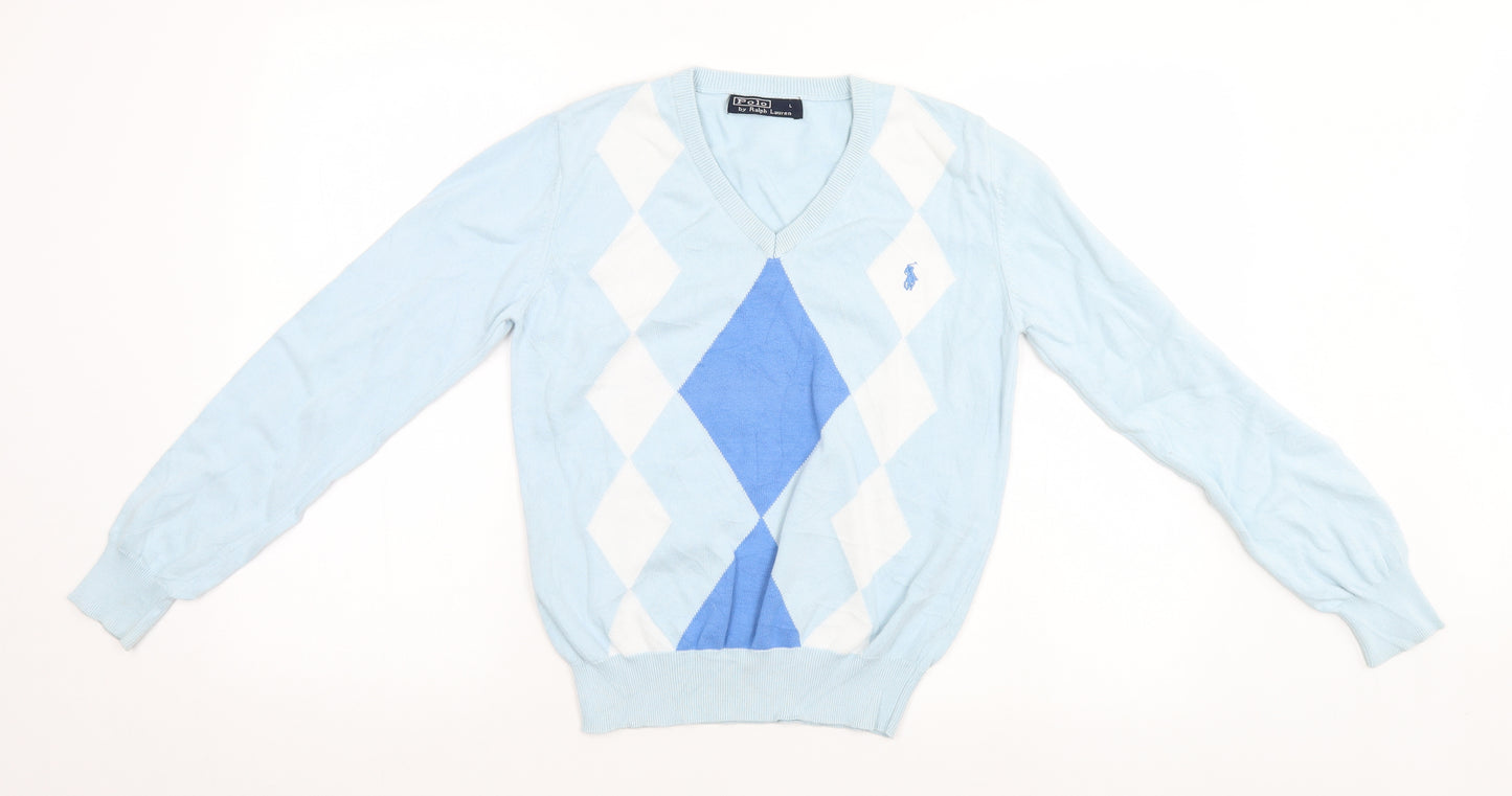 Ralph Lauren Womens Blue Geometric  Pullover Jumper Size 14  - Polo