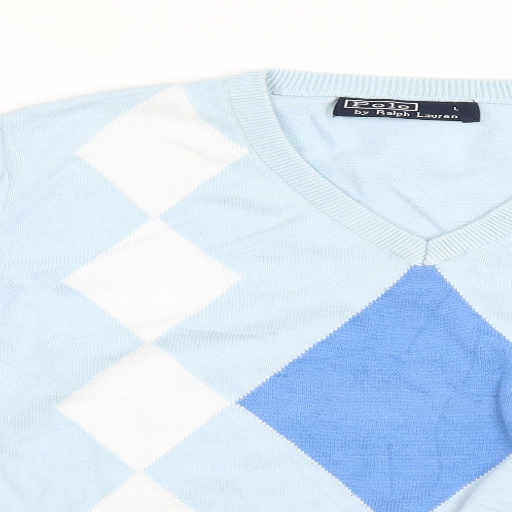 Ralph Lauren Womens Blue Geometric  Pullover Jumper Size 14  - Polo