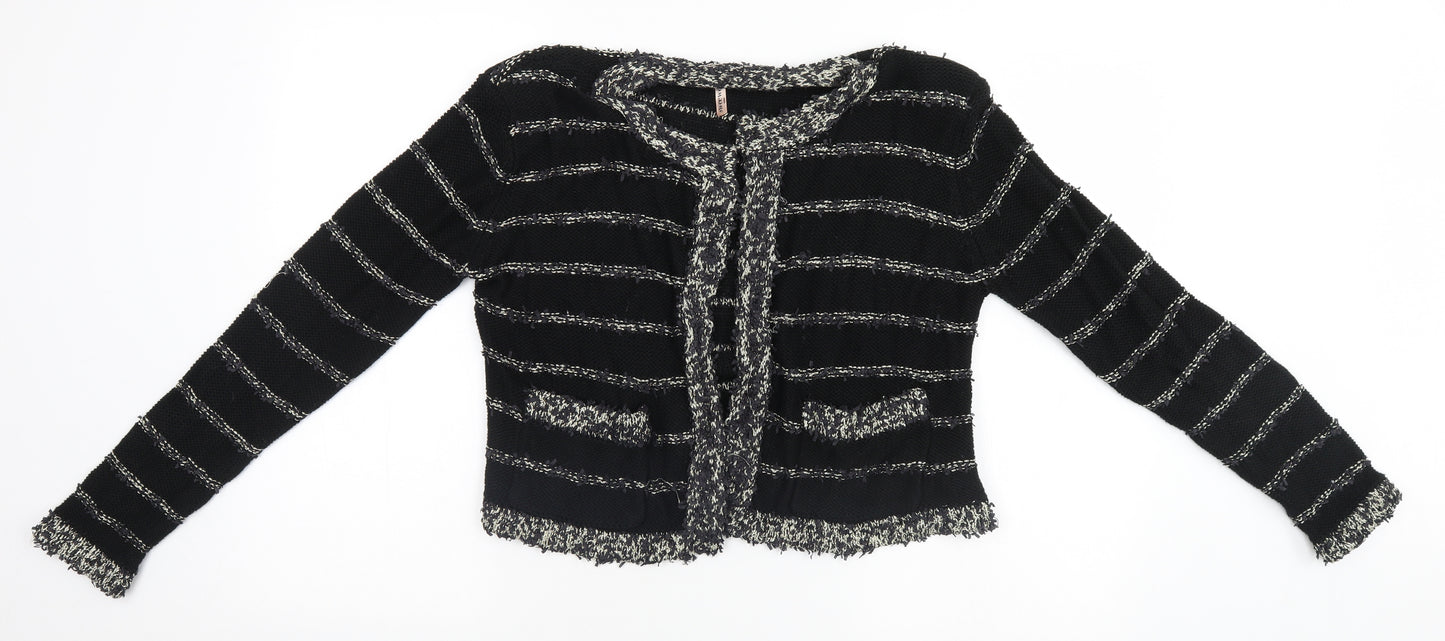 Sweewe Paris Womens Black Striped  Cardigan Jumper Size M