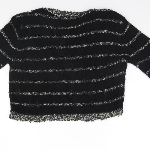 Sweewe Paris Womens Black Striped  Cardigan Jumper Size M
