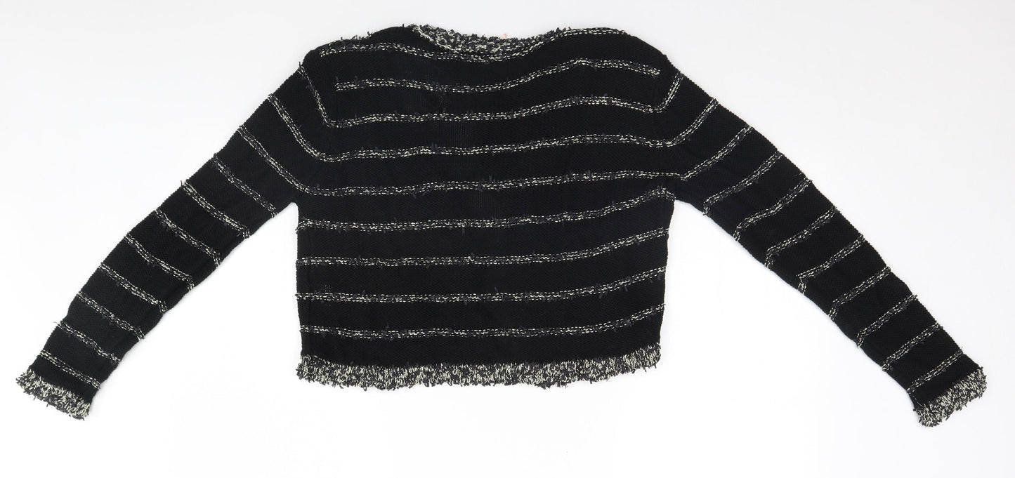 Sweewe Paris Womens Black Striped  Cardigan Jumper Size M