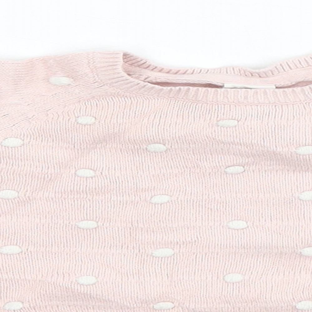 H&M Girls Pink Spotted  Pullover Jumper Size 12-18 Months