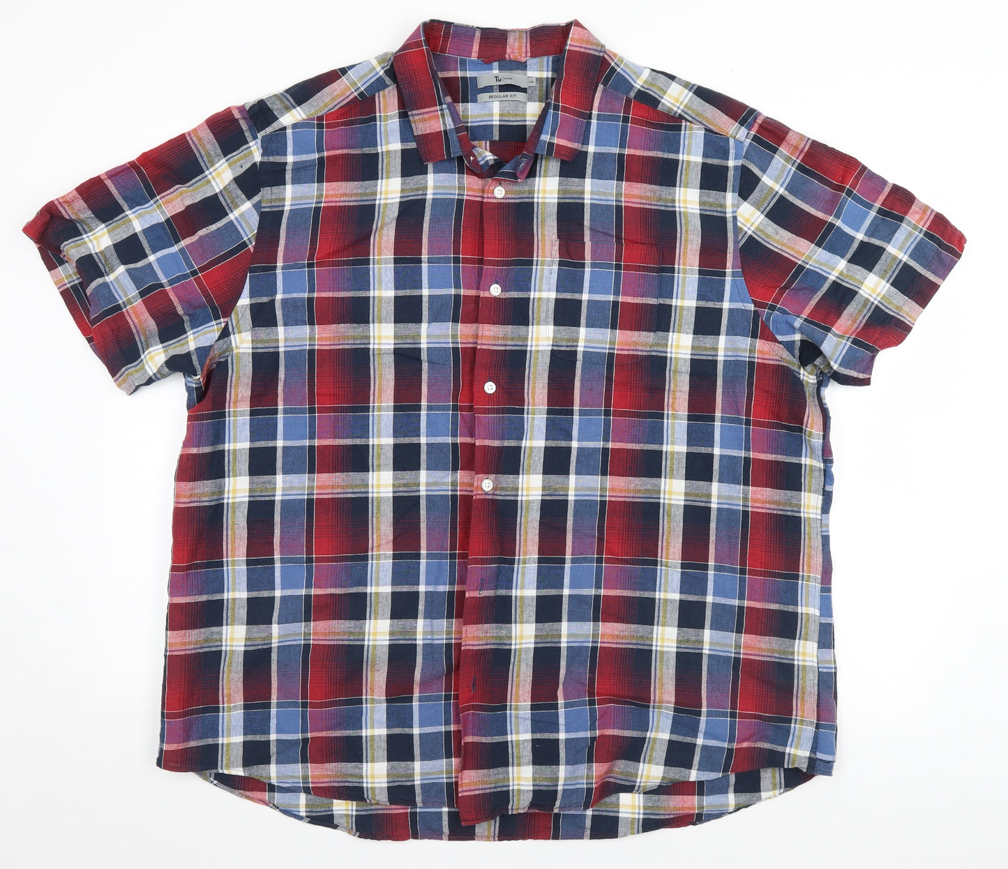 TU Mens Multicoloured Plaid   Button-Up Size 2XL
