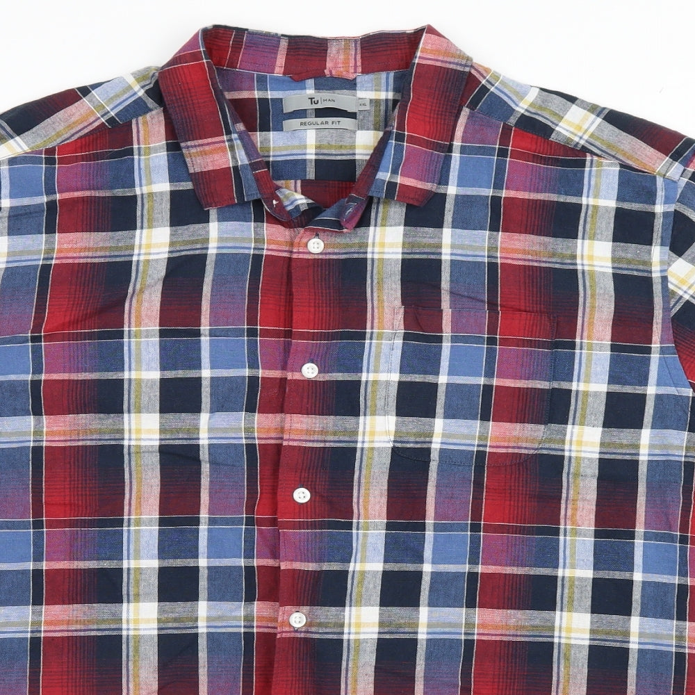 TU Mens Multicoloured Plaid   Button-Up Size 2XL