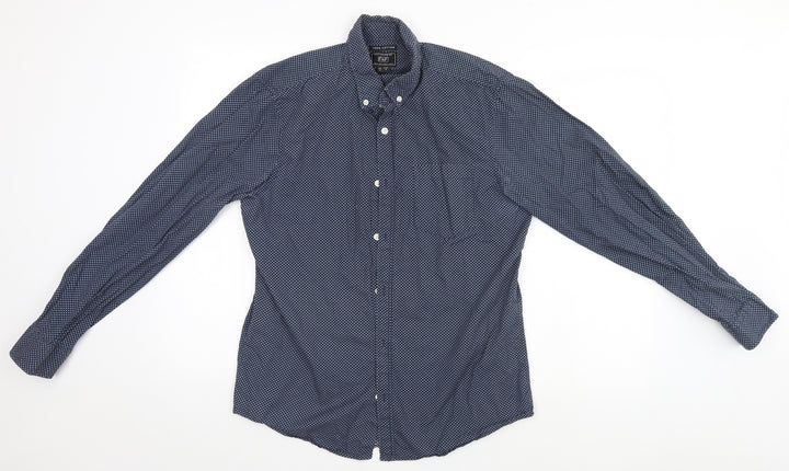 F&F Mens Blue Geometric Button-Up Size M