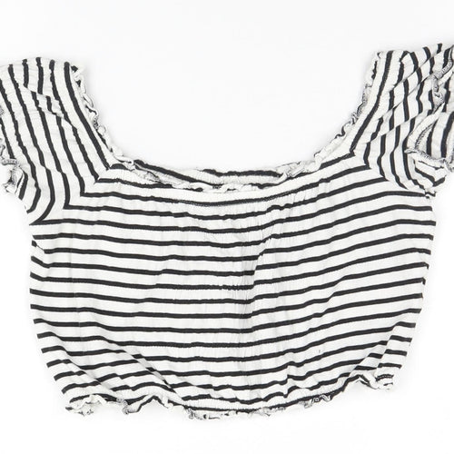 New Look Womens White Striped  Basic Tank Size 6