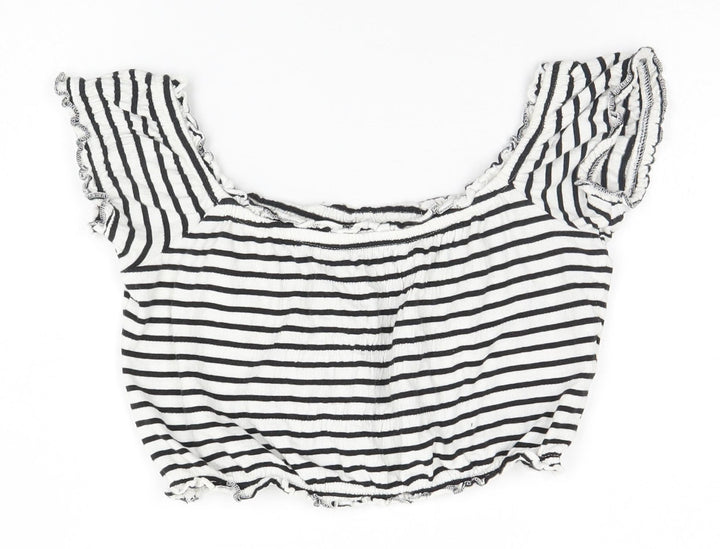 New Look Womens White Striped  Basic Tank Size 6