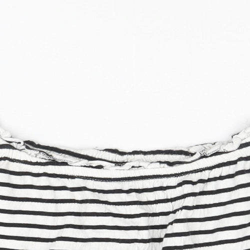 New Look Womens White Striped  Basic Tank Size 6