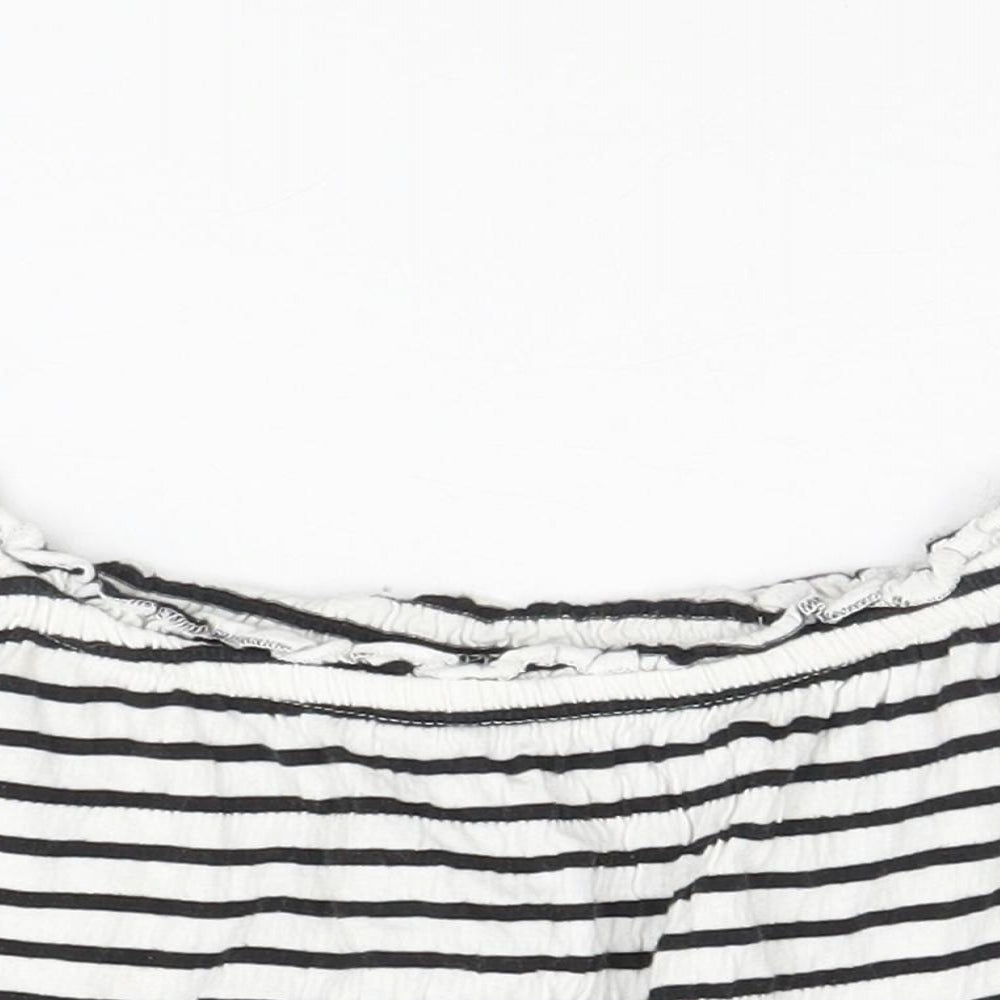 New Look Womens White Striped  Basic Tank Size 6