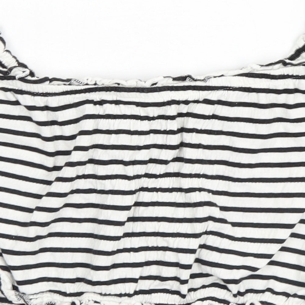 New Look Womens White Striped  Basic Tank Size 6